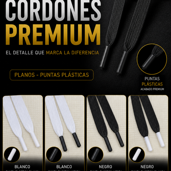 CORDONES PLANOS PREMIUM CON PUNTERO PLASTICO 120 CM