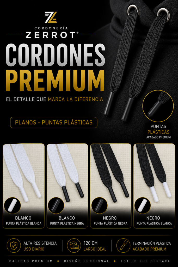 CORDONES PLANOS PREMIUM CON PUNTERO PLASTICO 120 CM